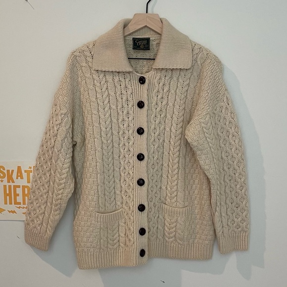 Carraig Donn Sweaters - Carraig Donn Irish 100% Merino Wool Chunky Cable knit Fisherman Cardigan Sweater